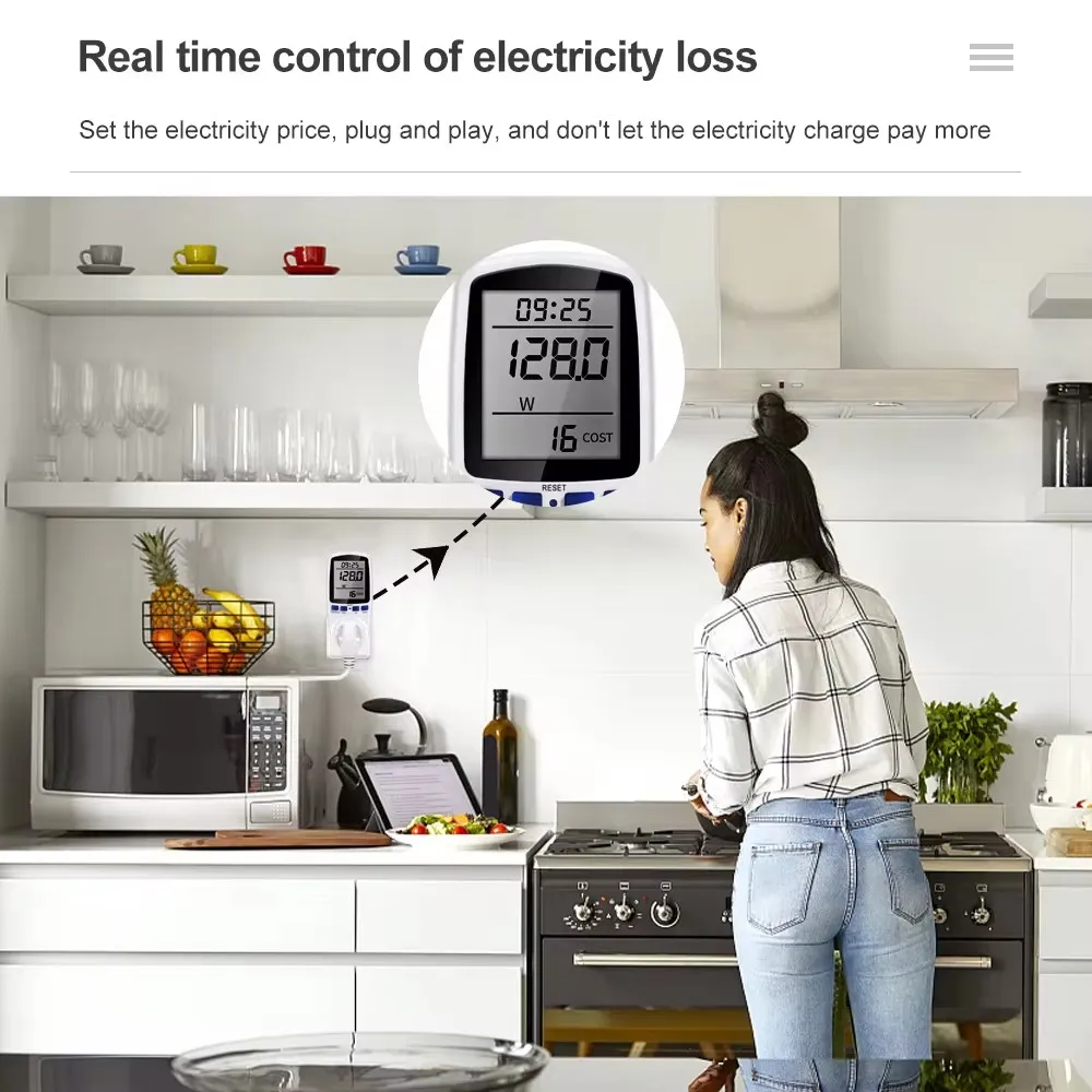 Digital Power Meter with Energy Monitoring and Optional Plug Choices