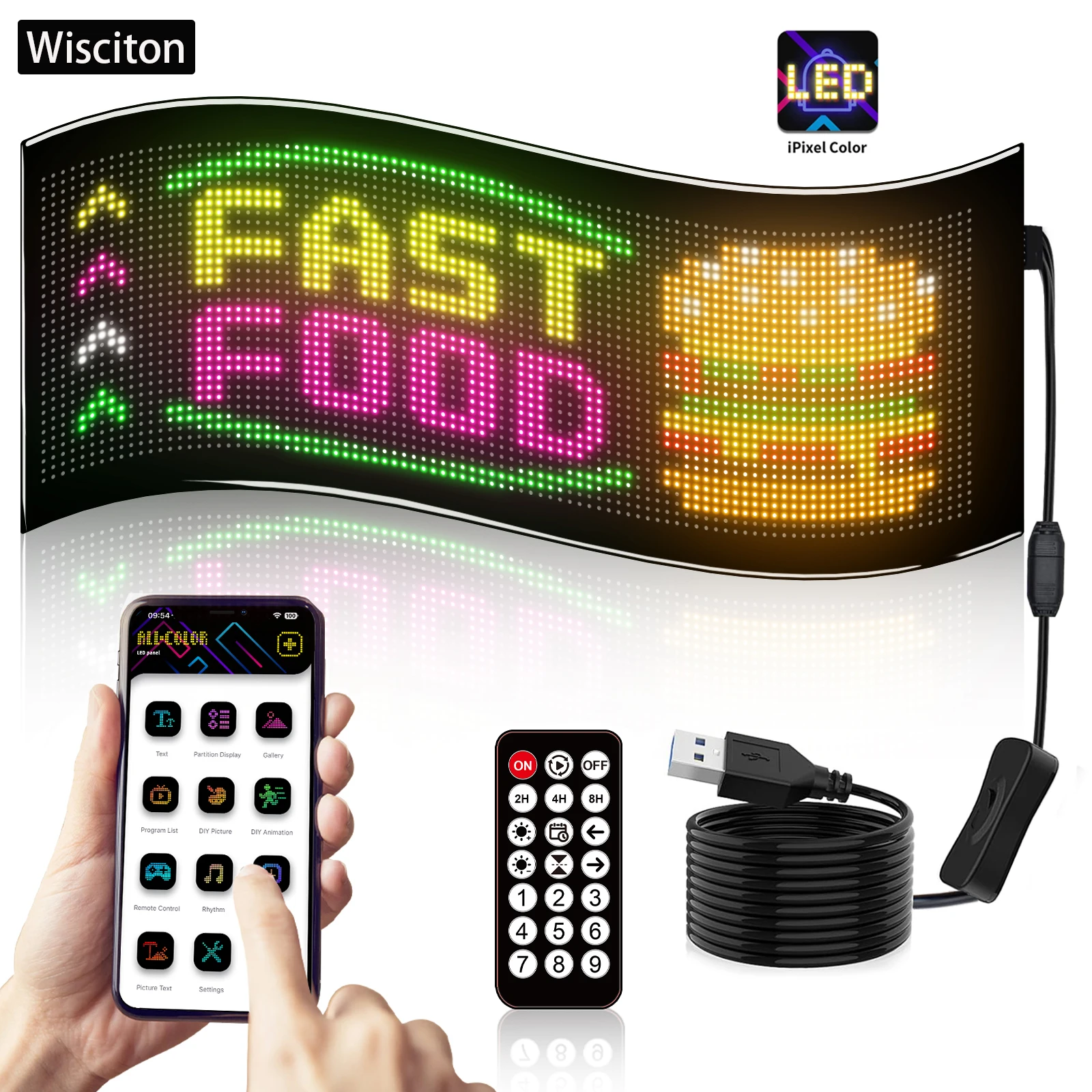 LED Flexible RGBIC Matrix Pixel Panel DIY Programmable Waterproof ...
