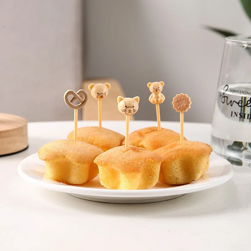 Cartoon Bear Squirrel Shape Fruit Fork Food Picks Toothpick Set 6/8Pcs