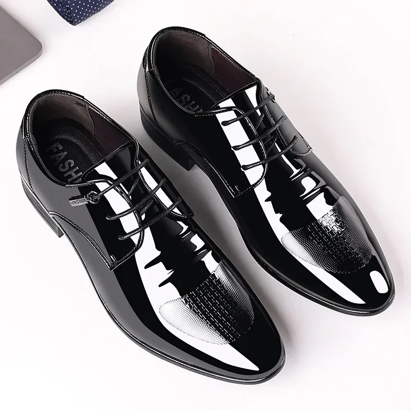 Mens Dress Shoes Men Dress Shoes Oxfords Patent Leather Shoes Lace Up Formal Leather Wedding Party