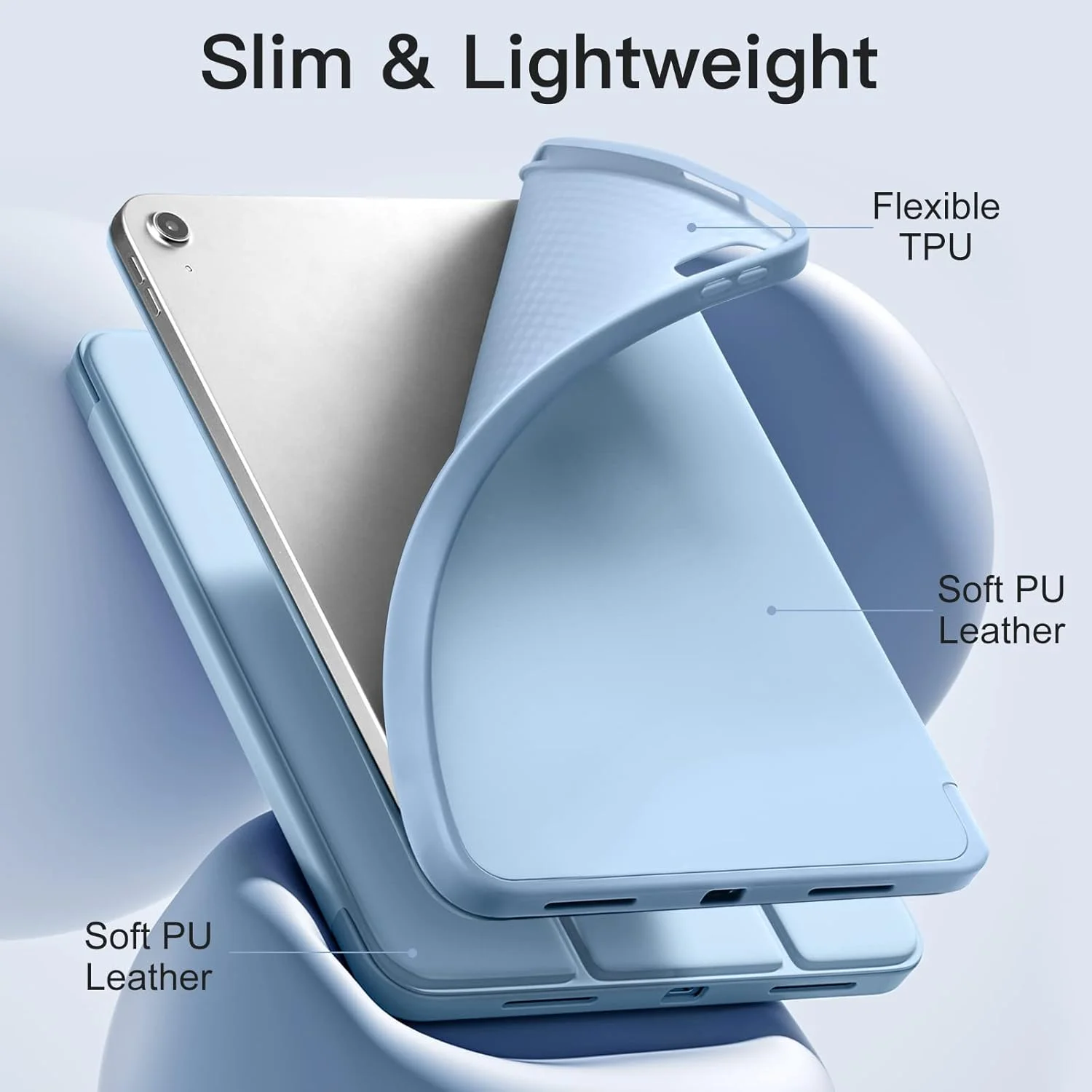 Premium Protective Case with Soft TPU Back and Auto Wake/Sleep