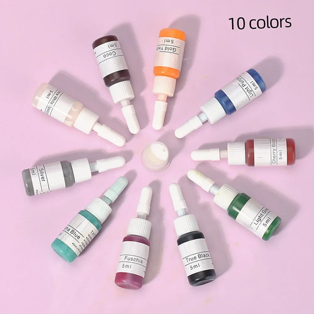 5ML Tattoo Ink Pigment Body Art Tattoo Set Professional Beauty Coating Makeup Natural Plant Pigment Permanent Ink 10pcs