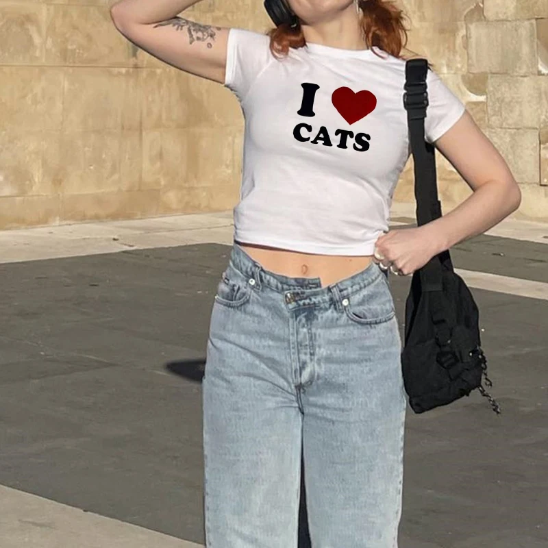New printed T-shirt, fashionable casual short sleeved top, Y2K summer sexy electronic girl T-shirt, women's clothing