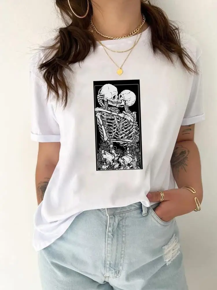 

Funny Skull Trend 90s Fall Autumn T Shirt Women Halloween Thanksgiving T-shirt Print Clothes Female Graphic Top Clothing Tee