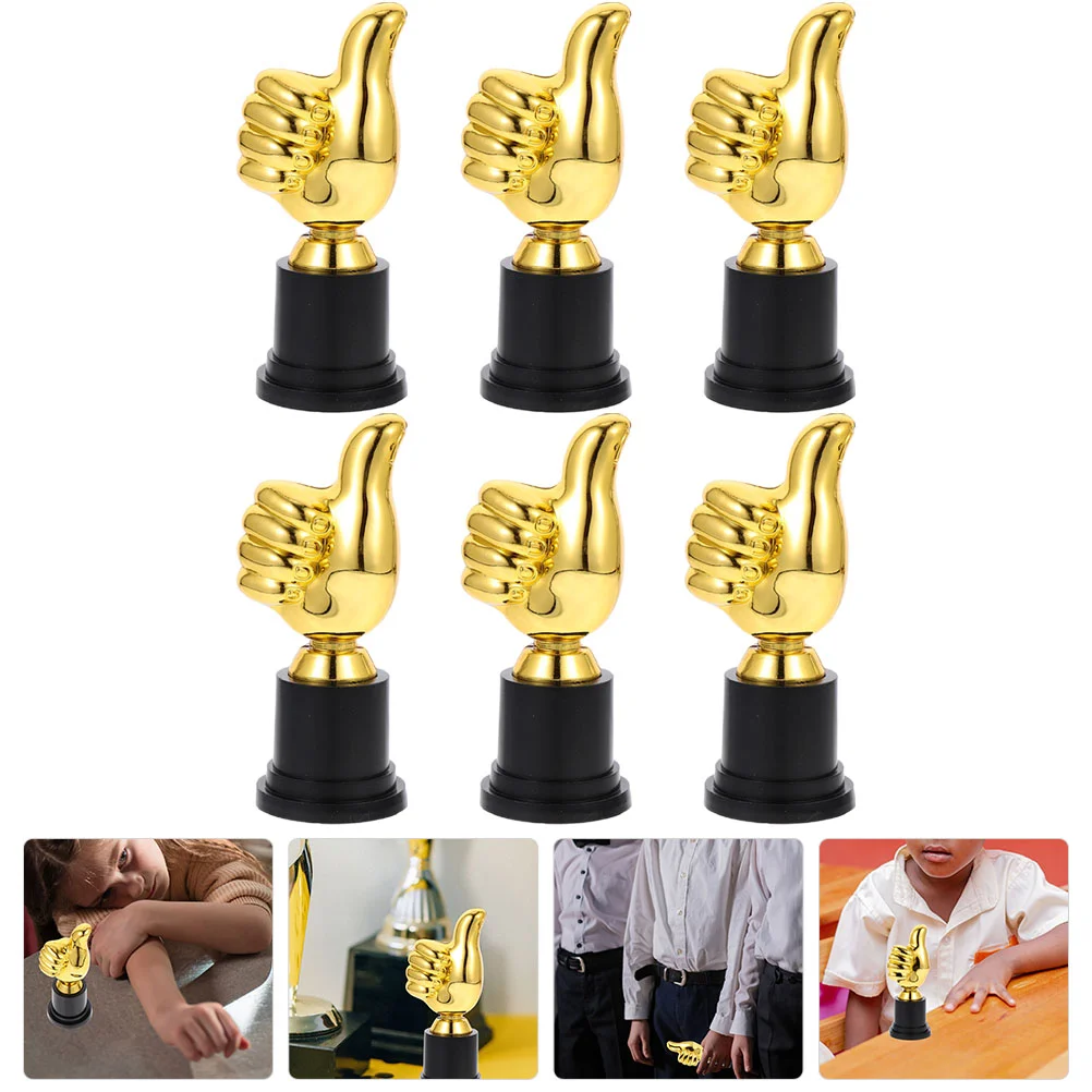 6 Pcs Kids Awesome Trophy Decorative Toy Trophies Mini Thumb Shaped Children Model Plastic Award Competition