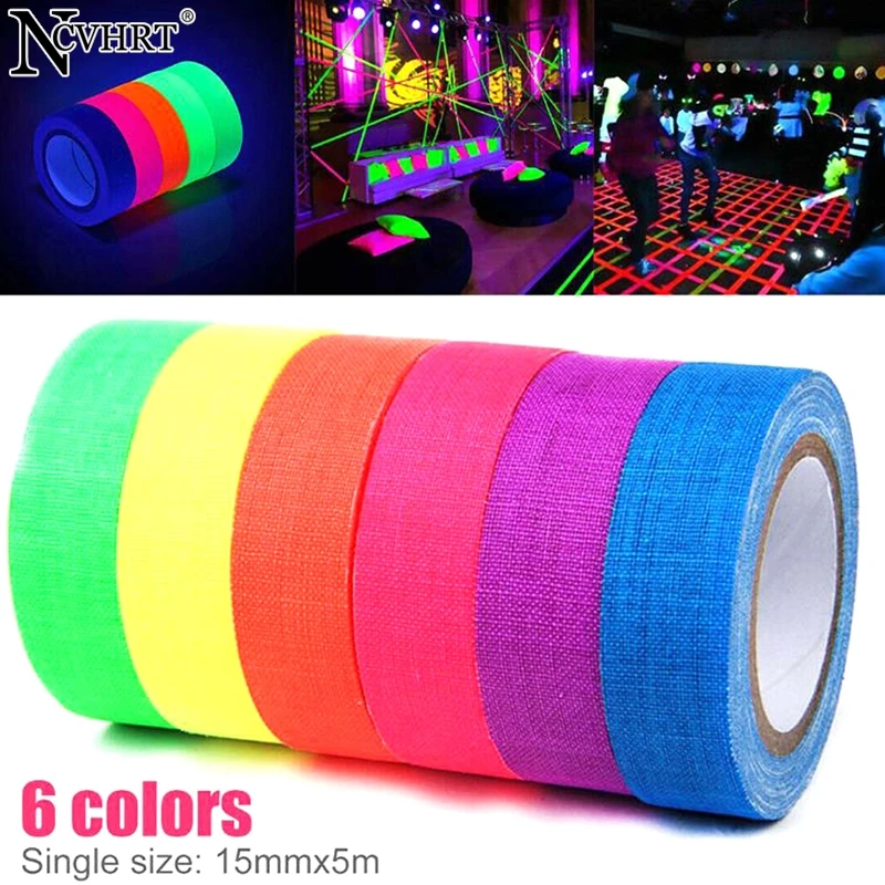 

1pcs DIY Fluorescent UV Cotton Tape Night Self-Adhesive Glow In The Dark Luminous Tape For Party Floors Stages