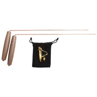 2pcs Pure Copper Metal Detector Rod Water Witching Portable Dragon Seeking Divination Tool With Wooden Handles Dowsing Rod 2