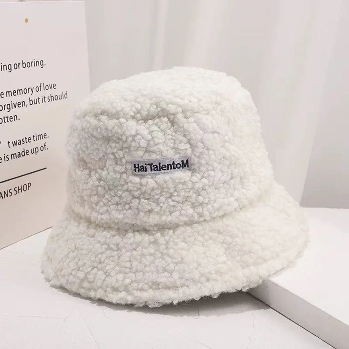 Women's Furry Hat 2025 New Autumn and Winter Plush Fisherman Hat Large Head Circumference Korean Style Versatile Bucket Hat Camping Hat