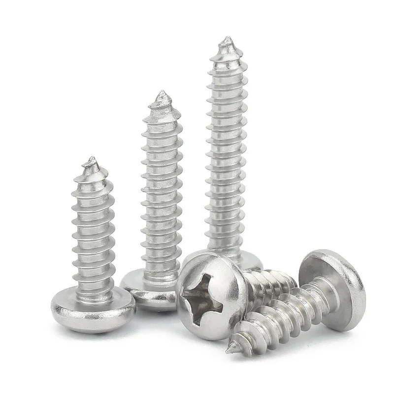 Description Picture 3 of item304 Stainless Steel Round Head Tapping Screws Pan Head Phillips Wood Screws M1.2 M1.4 M1.7 M2 M2.2 M2.6 M3 M3.5 M4 M4.2 M5 M6 M8