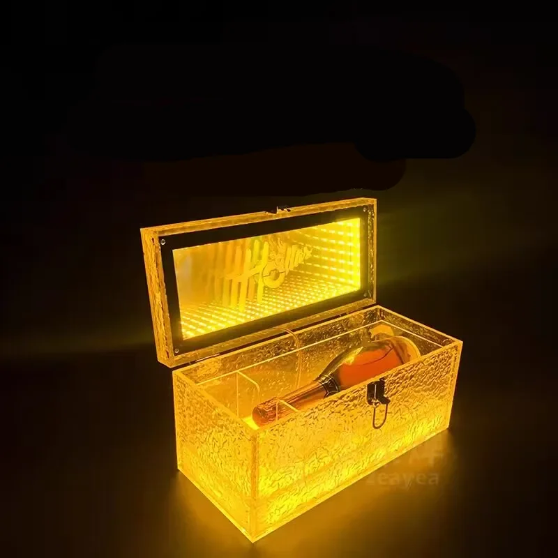 One Bottles LED Mirror Champagne Bottle Briefcase VIP Service Suitcase bottle Carrier Box Glorifier Presenter Cabinet Case