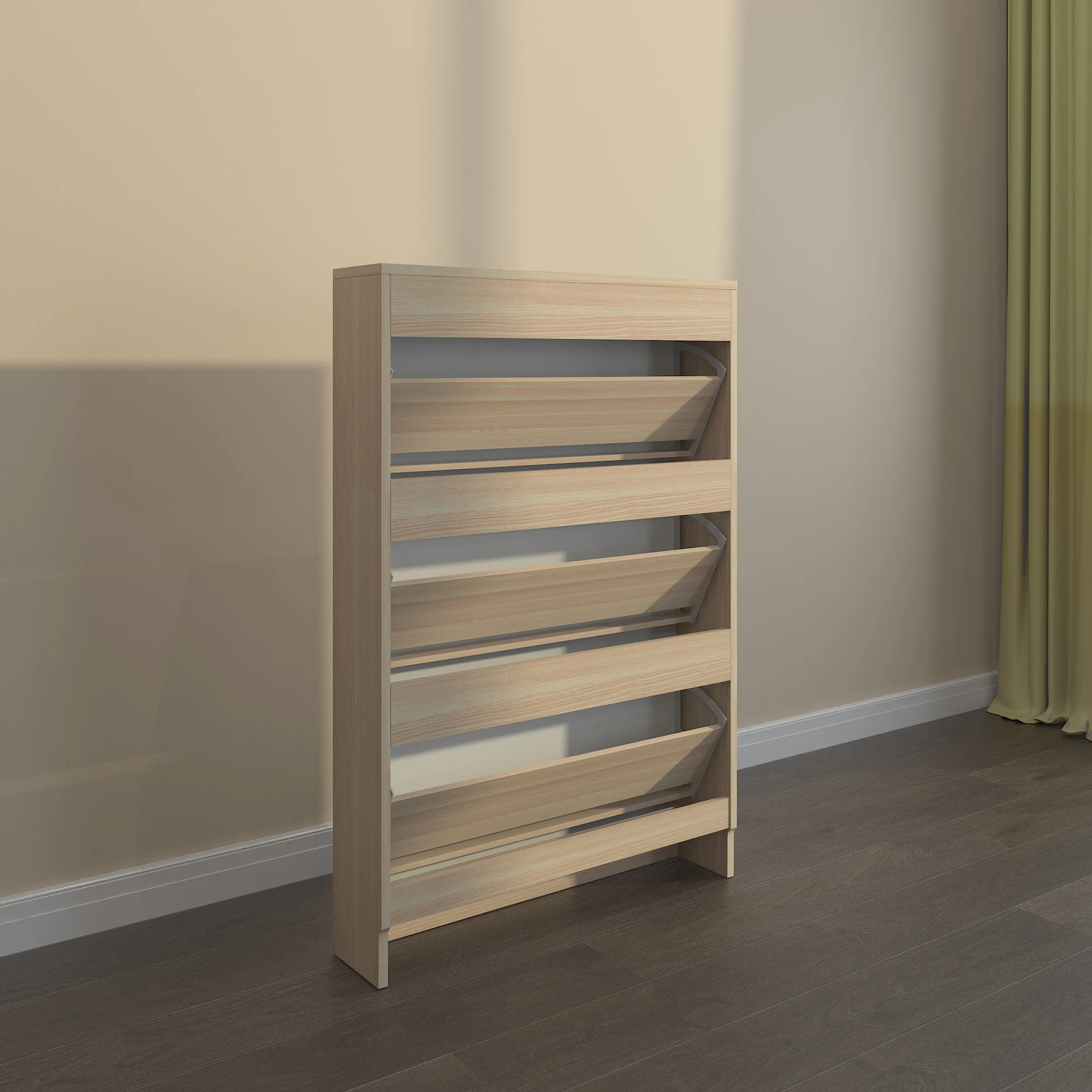 Modern Flip Shoe Rack For Home Entryway Wooden High Quality Melamine Ultra Thin Tipping Bucket Shoe Storage Cabinet