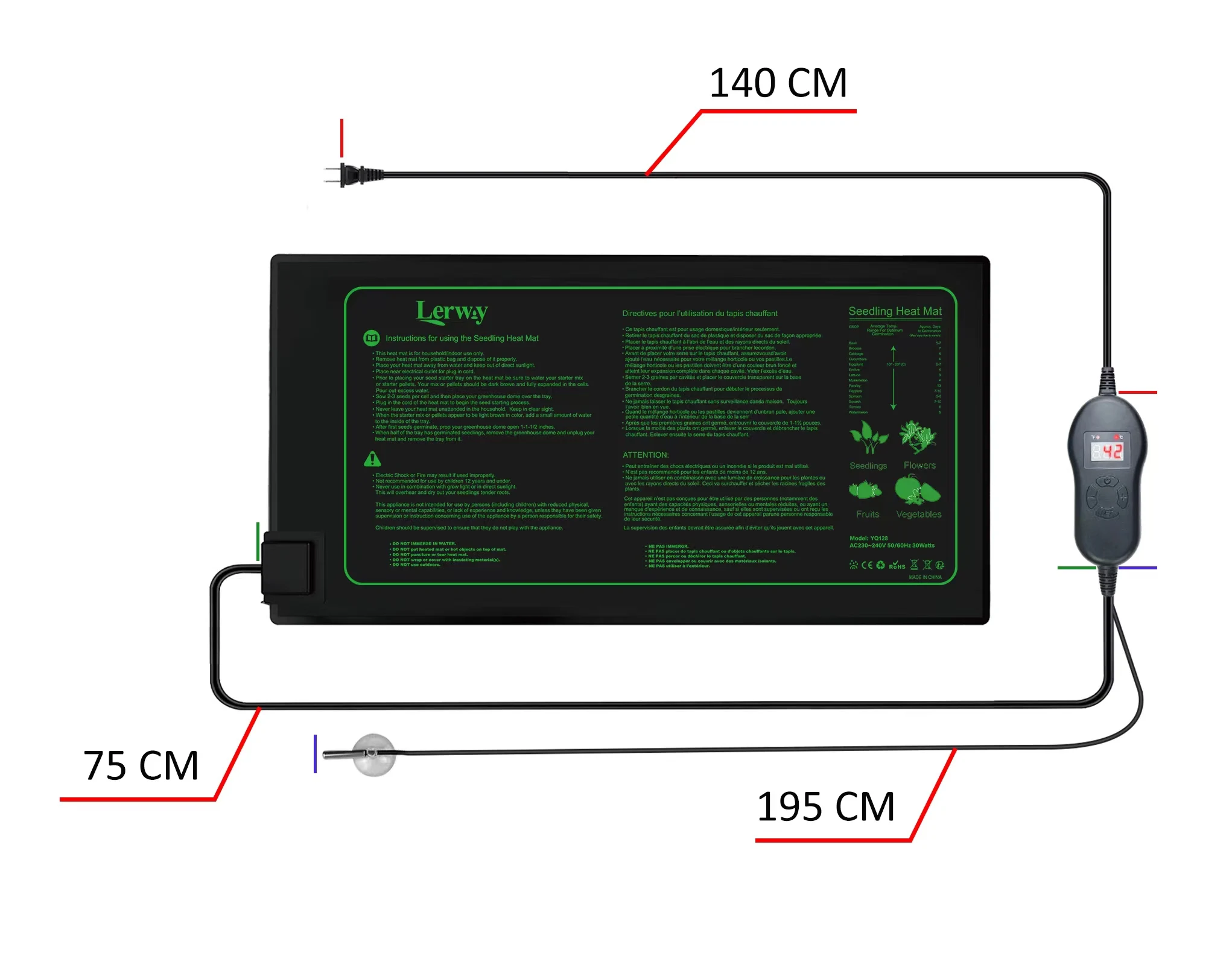 21W Seedling Heat Mat With Thermostat Temperature Setting from 5℃ to 42℃ for Plants Growth,Germination,Hydroponics Nursery