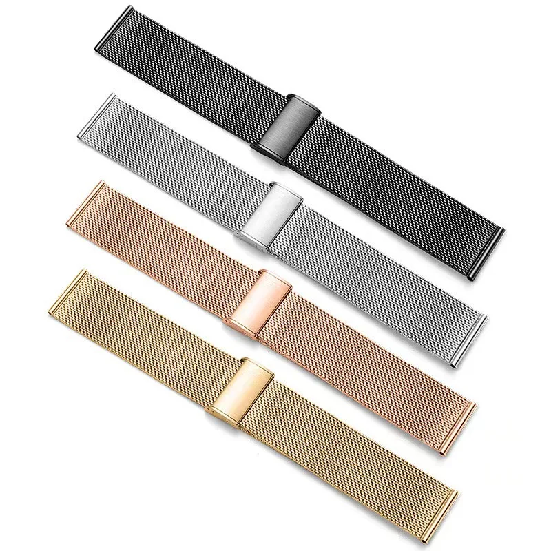 

Steel Milanese Loop Buckle Watch Strap Metal Quick Release Close Ear Sliding Buckle Wrist Strap Suitable for Huawei Samsung