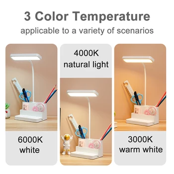 Desk Lamp Study Reading Light With Pen Phone Holder Function Led Table Lamp Bedroom Rechargeable USB Night Lights 2