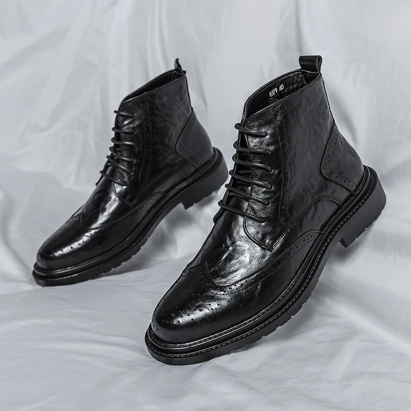 

High Top Classic Men's Casual Loafers Driving Shoes Moccasin Fashion Male Comfortable Autumn Leather Shoes Men Lazy Dress Shoes