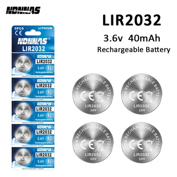 La batteria ricaricabile LIR2032 può caricare batterie a bottone al litio da 40 mAh con batteria agli ioni di litio da 3,6 V 2032