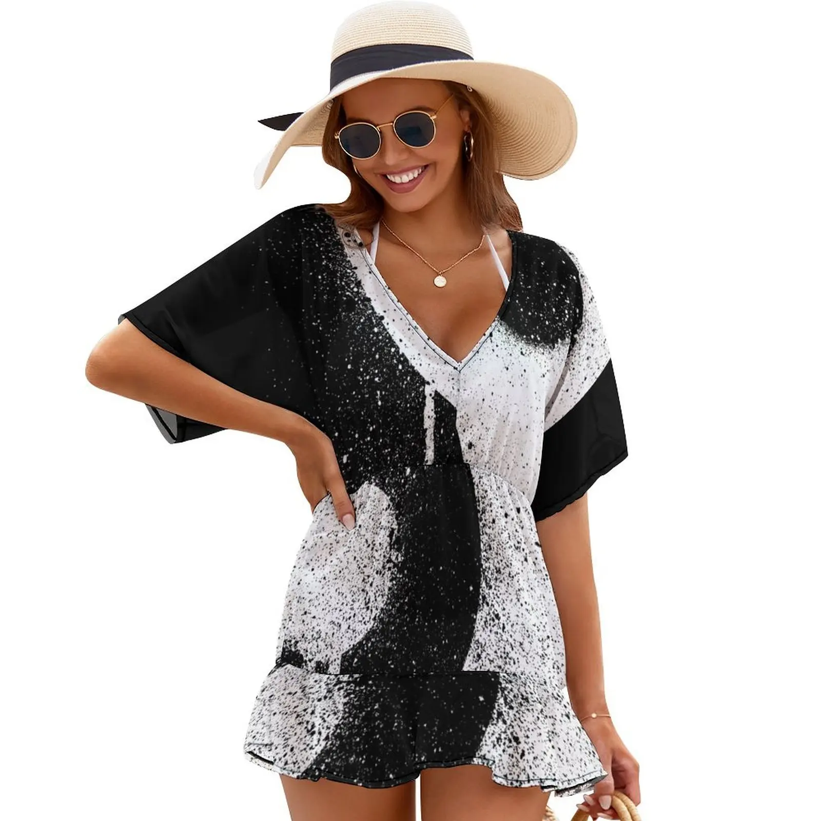 

Graffiti Zen Master - Spray paint yin yang Cover Ups dress summer 2024 women prom dress