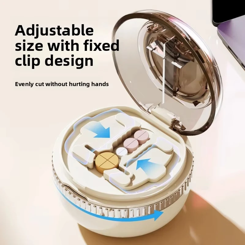 2/4 Equal Division and Two-in-one Medicine Cutting and Storage with Brush Pill Storage Box Divider Organizer Crusher Pill Cutter