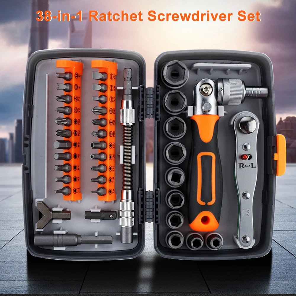 

38 in 1 Ratchet Wrench Socket Wrench Torx Screwdriver Set Household Toolboxes Carpenters Repairmen Hand Tools