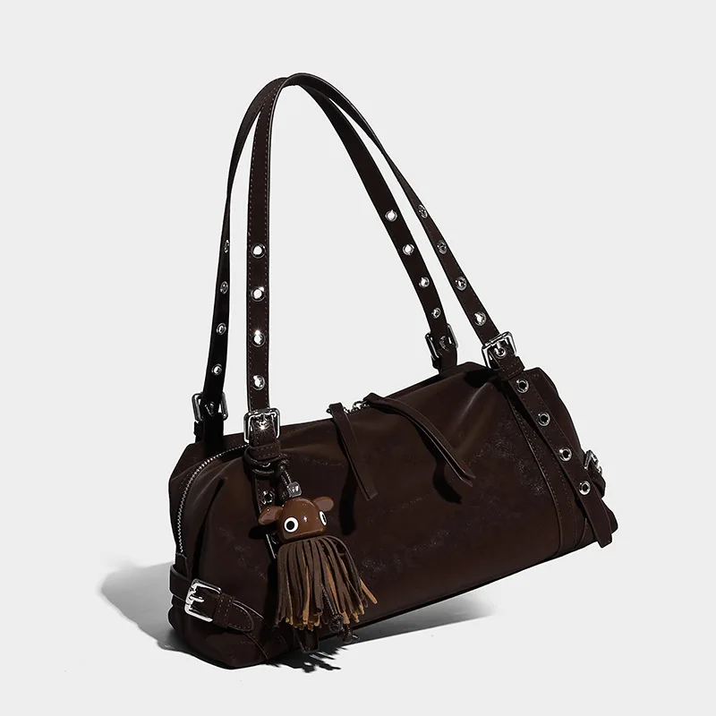 2025 New Retro Matte Leather Simple Versatile Single Shoulder Bag for Women Commuter Lazy Design Niche Handbag