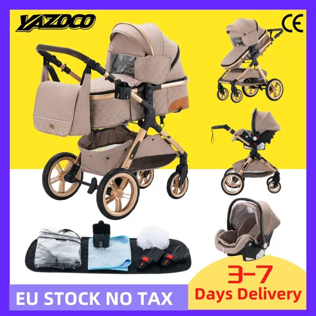 Poussette de luxe 3 en 1 pour bébé, pliable et multifonctionnelle, facile à plier, siège de sécurité Portable pour voyage, norme européenne 1