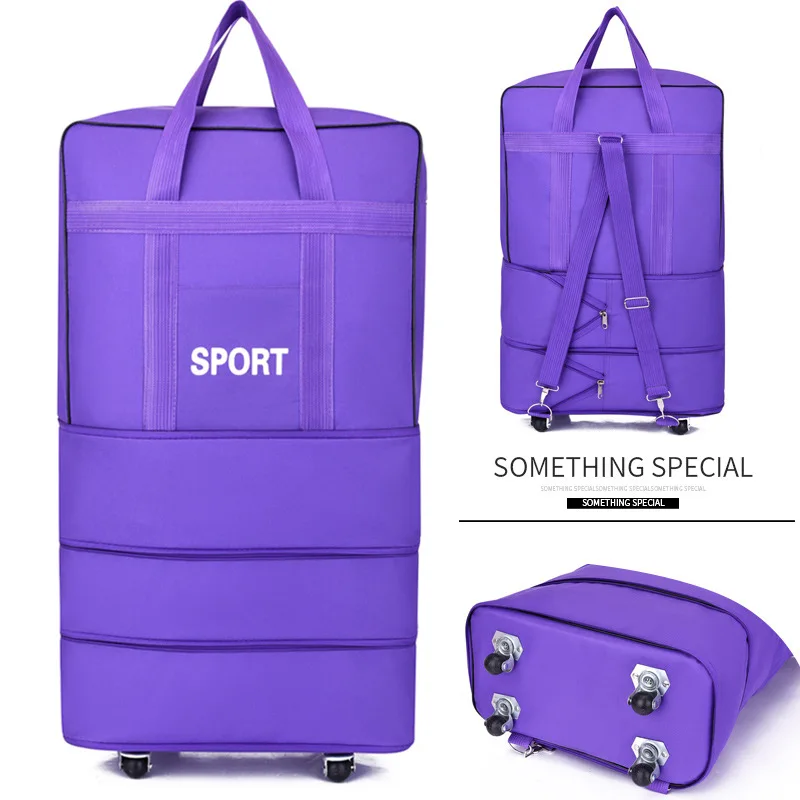 110cm48cm28cm Men Travel Bags Oxford Airline Checked Bag Foldable Luggage Moving Storage Bag Large Travel on Wheels