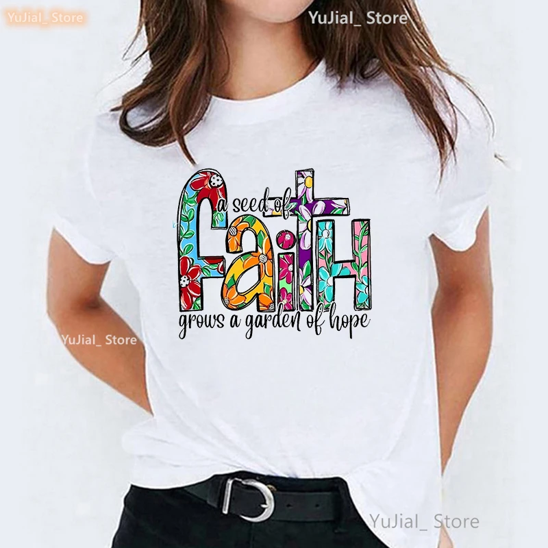 Aquarell Glaube Über Angst Brief Gedruckt T Shirt Mädchen Leopard Mode T-shirt Frauen Sommer Kurzarm T-Shirt Weibliche – Detail 13