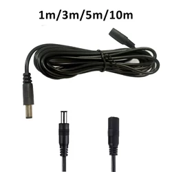 Long - Length DC Power Extension Cable - Female to Male Connector Adapter in Black (5m)