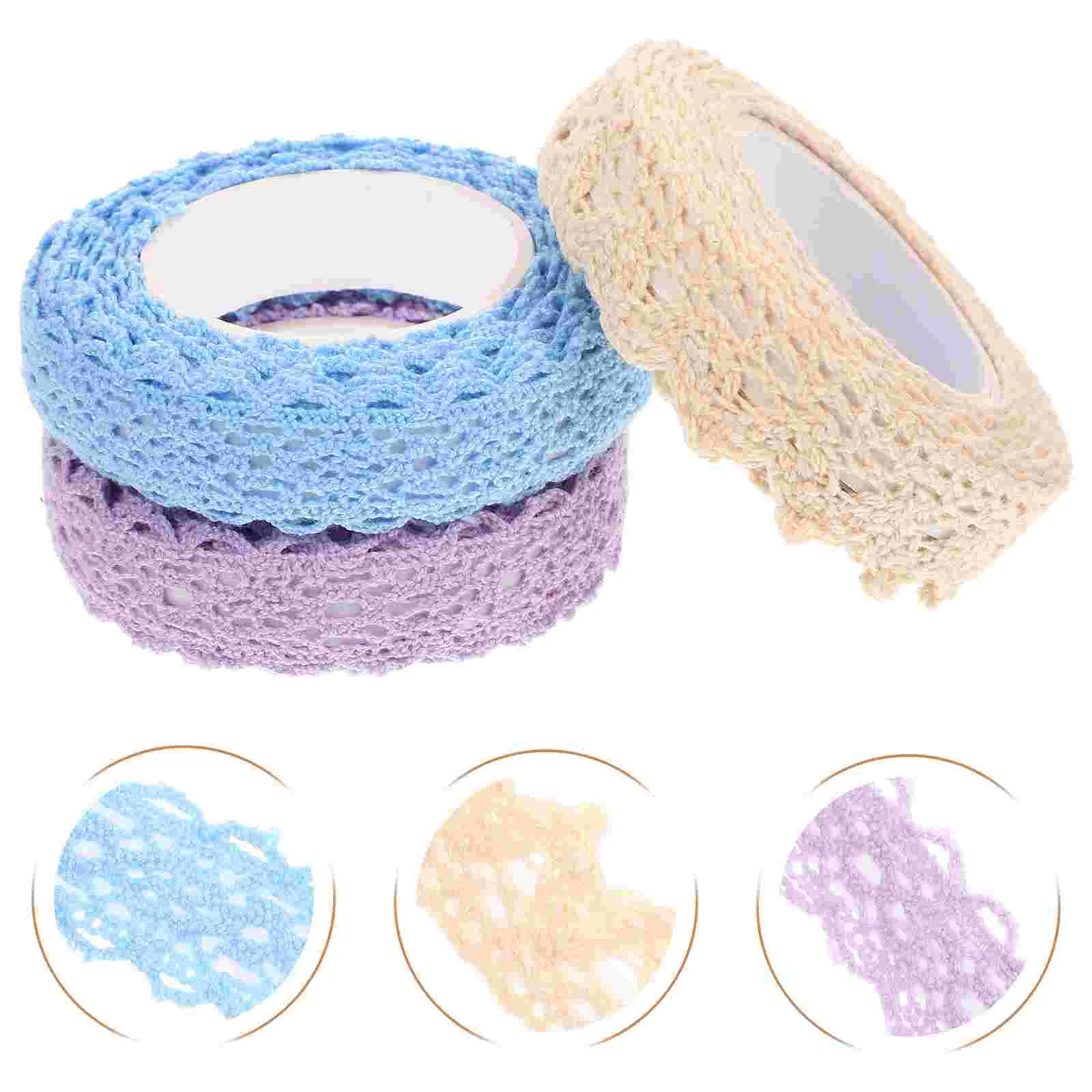 

3 Rolls Accessories Fabric Lace Tape Handmade Stickers Decorative Masking Exquisite Tapes