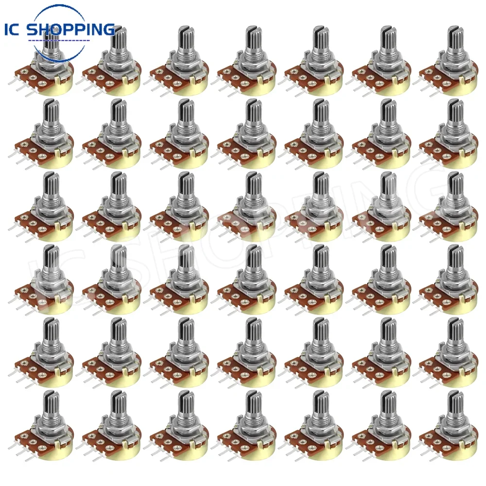 Potentiometer kit multiturn potentiometer linear potentiometer rotary potentiometer trimmer potentiometer adjustable resistor potentiometer knobs 50PCS WH148 Single Linked Potentiometer B1K 2K 5K 10K 20K 50K 100K 500K 1M Handle Length 15mm Adjustable Resistance