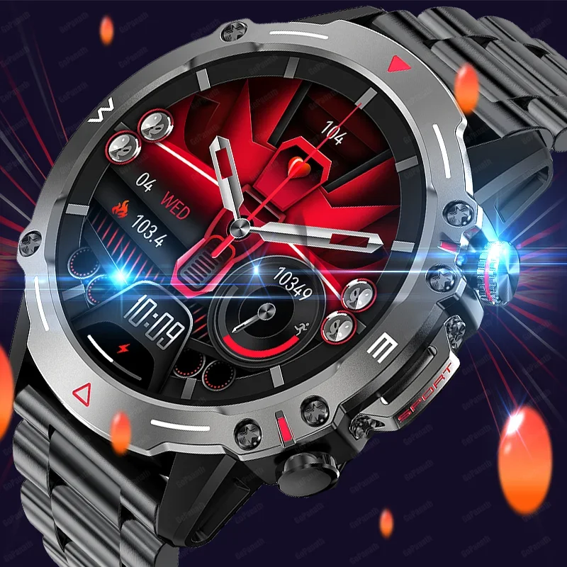 

2024 New New AMOLED Heart Rate Monitoring Smartwatch Bluetooth Call 100+ Sport Mode Military Rugged NFC Smartwatch for Men For