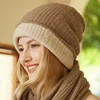 100% Pure Goat Cashmere Beanies for Women Winter Thick 2 Layer Wearable Soft Warm Twist Skullies Cap Girl Fashion Slouchy Hat 1