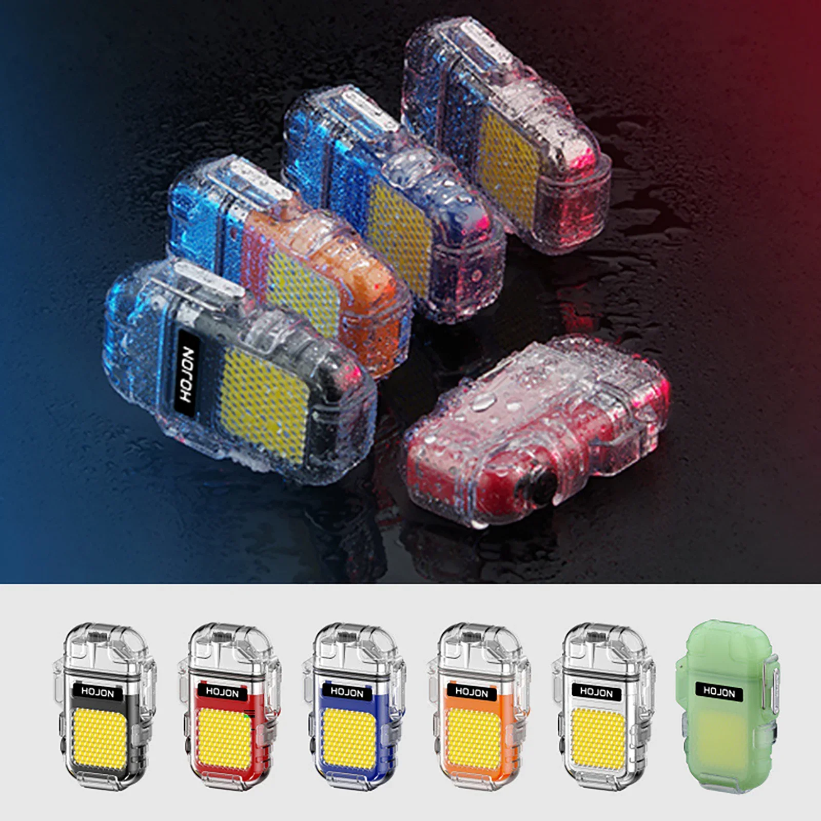 Waterproof Lighter Plasma Dual Arc Windproof Smoking Electronic USB Pulse Rechargeable Lighters Lamp Camping LED Lighting
