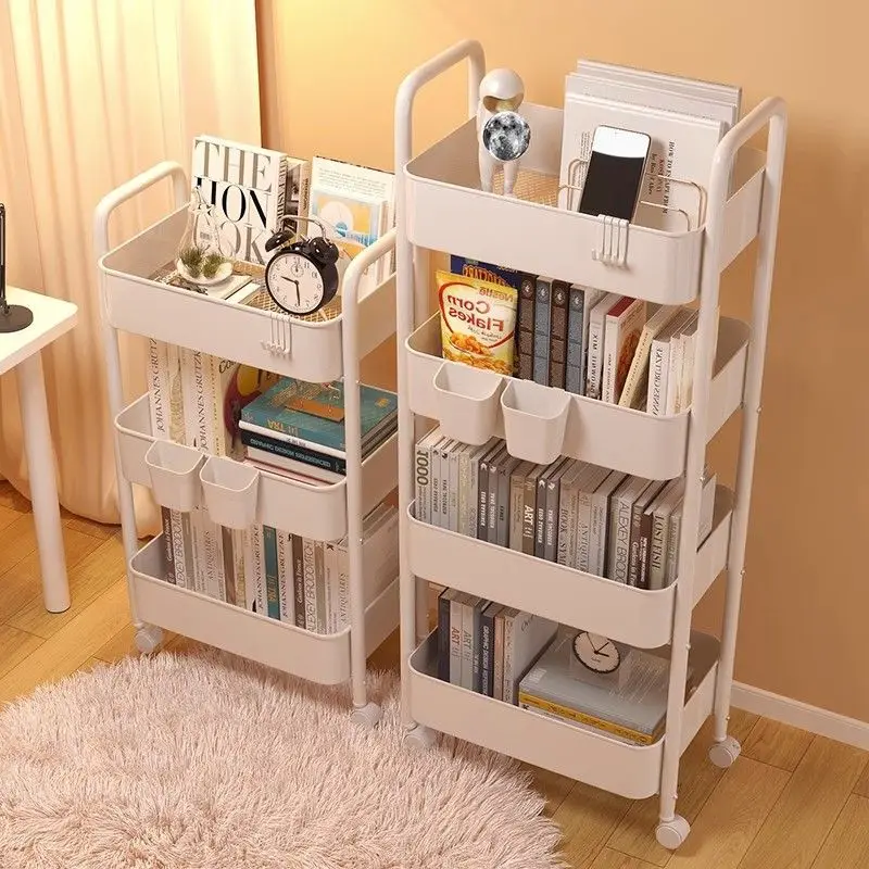 Household Trolley Kitchen Multi-Layer Floor Standing Storage Rack Bathroom Movable Storage Rack Living Room Snack Cart 4
