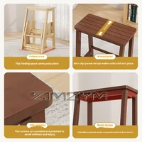 Solid Wood Folding Ladder Stool Household Three-step Climbing Stool Dual-use Indoor Multifunctional Step Ladder Stool 4