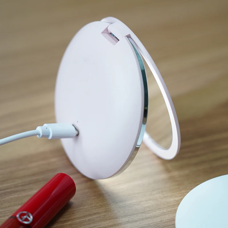 Mini Compact LED Makeup Mirror Portable With Light Handheld Holdable 5x Large Rechargeable Makeup Mirror Beauty Lamp makeup mirror