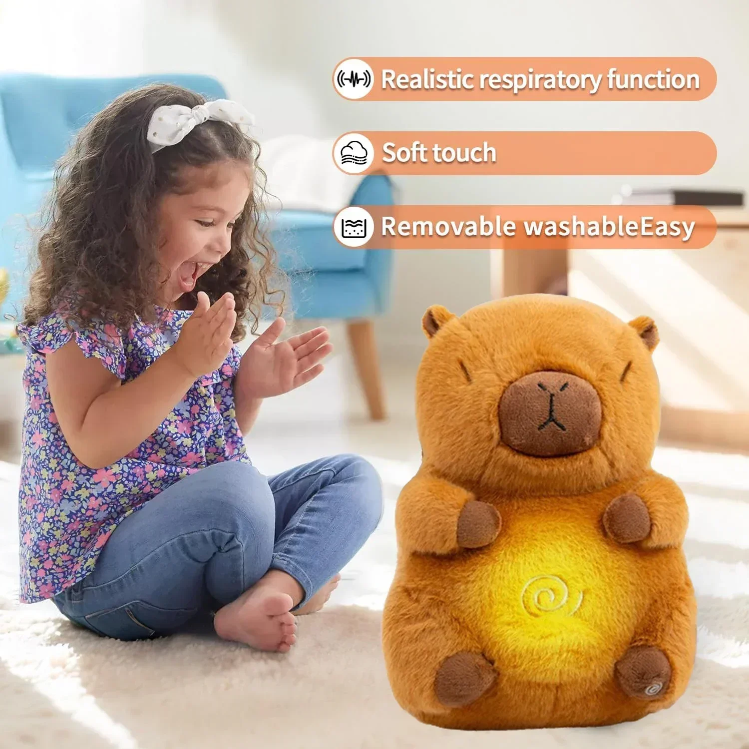 1/2PCS Breathe Kapybara Soothing Companion Plush Toy Kapybara Otter Baby Doll Gift Dolls Carpybara Plush Toy Breathing Otter