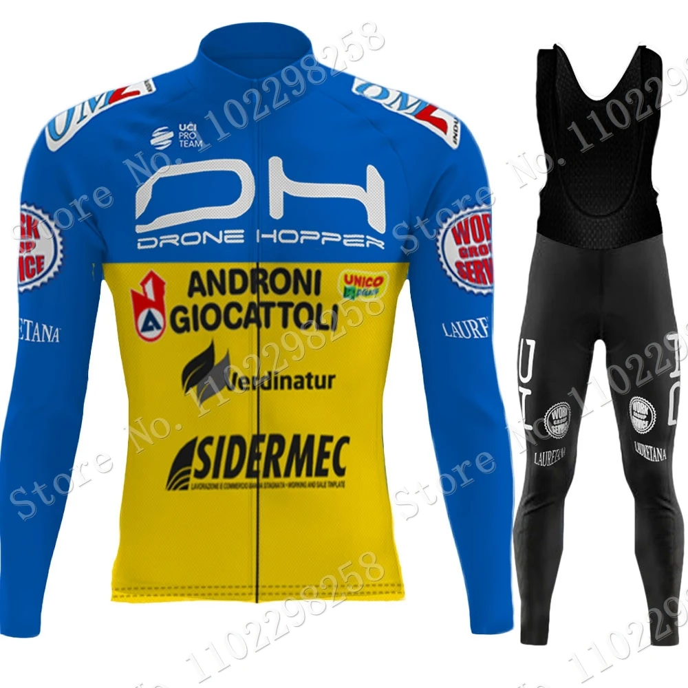 Maglia Da Ciclismo Androni Giocattoli Ucraina Team 2024 Set Mens Inverno Manica Lunga Abbigliamento Tuta Mtb Bike Road Pants Bavaglino Ropa