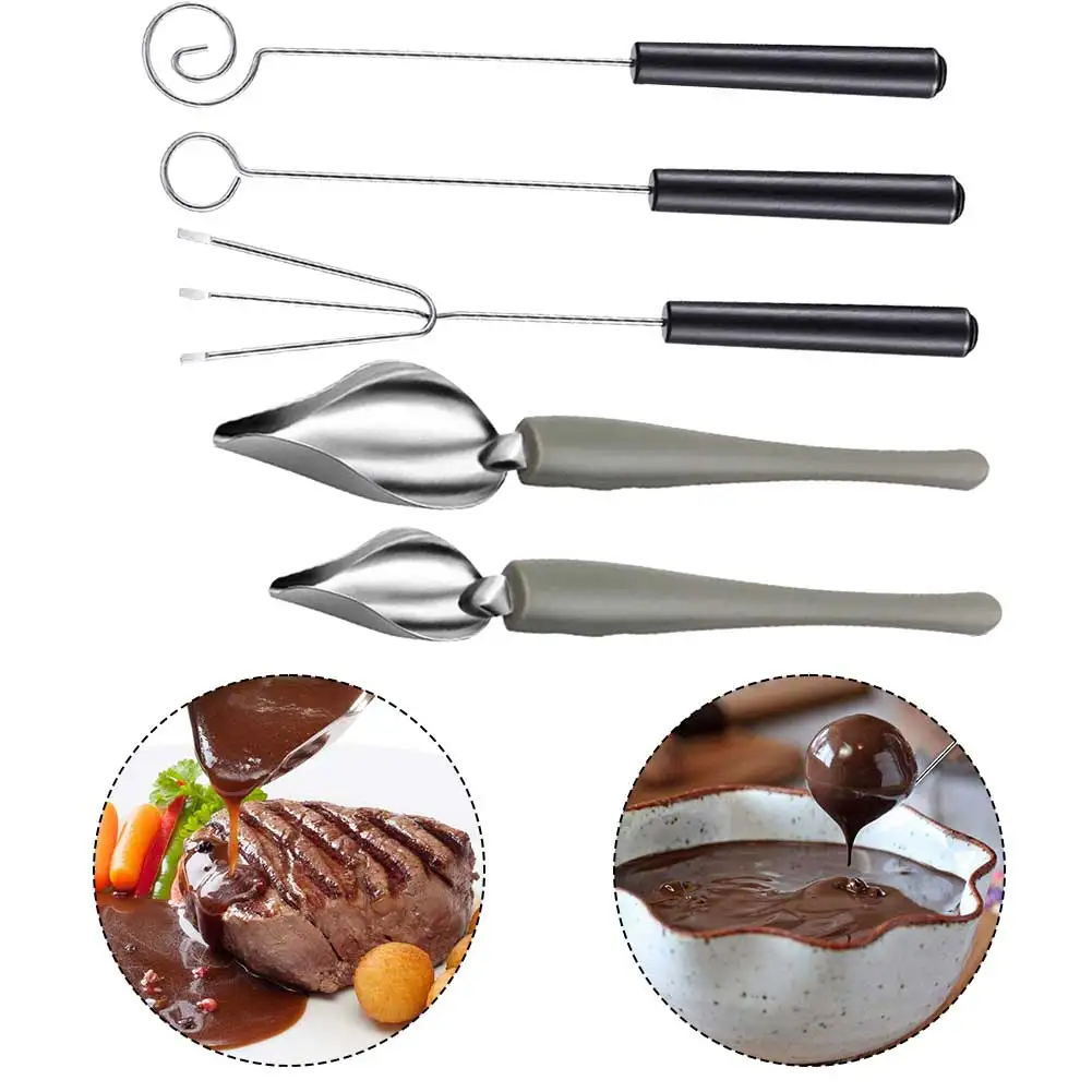 

5 шт., ложки-вилки для шоколада, из нержавеющей стали