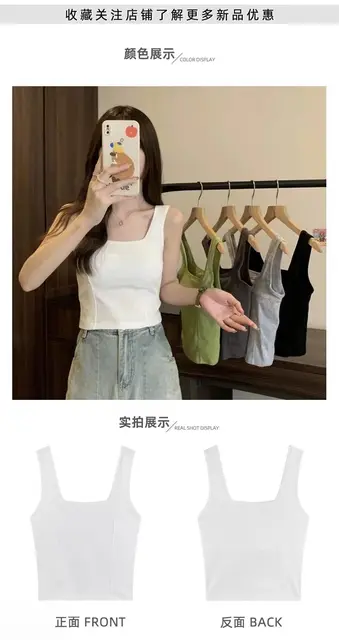 Canotta Donna Crop Top Sportiva - Scollo Quadrato, Morbida E Aderente - Foto 4