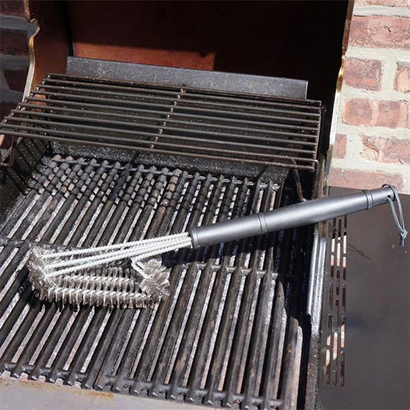 Bbq Grill Brush And Scraper, Barbecue Kit Cleaning Brush, Stainless Steel Tools, Wire Bristles, Triangle Kitchen Accessories, barbecue cleaning tools grill brush