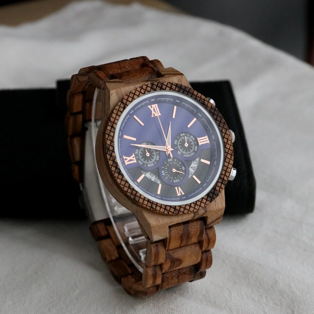 Herrklocka i trä multifunktionell quartz armbandsur present_voghion.com