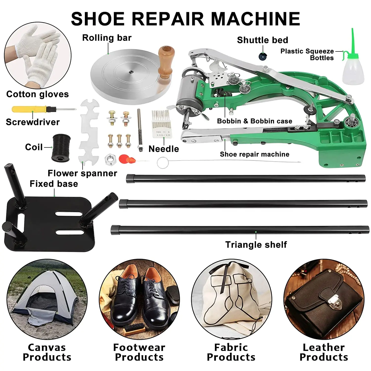 Schuhreparatur-Nähmaschine Manuell – Für Schuhe, Leder, Nylon, Maximale Stärke 1,2 Cm