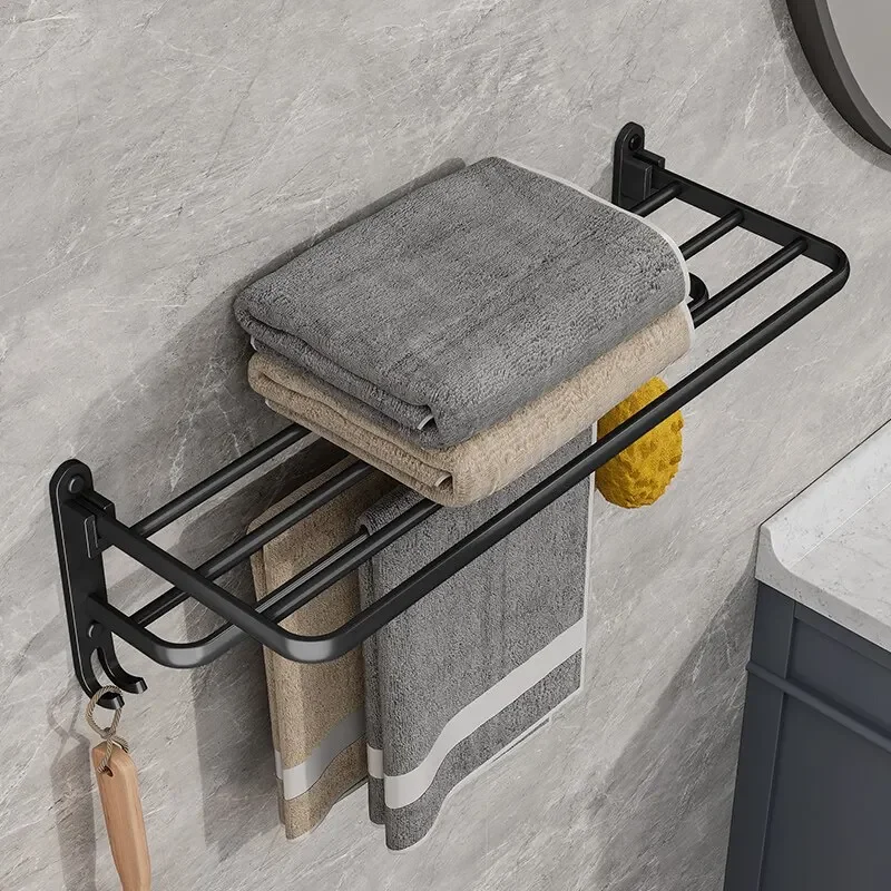 50CM Folding Holder With Hook Towel Holder Wall Mount Aluminum Towel Rack towel holder towel rack bathroom facilities