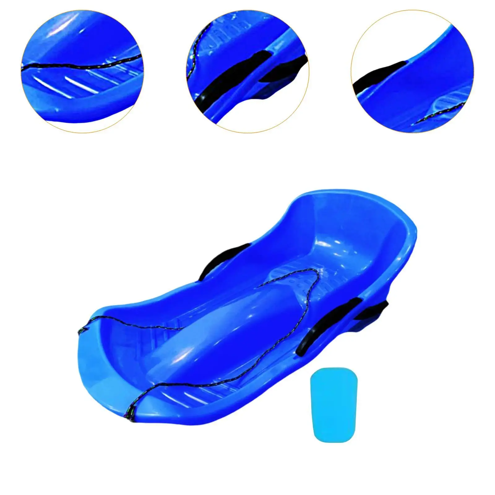 Toboggan Snow Sled Sand Sled with Seat Cushion with Double Brakes Pull Rope