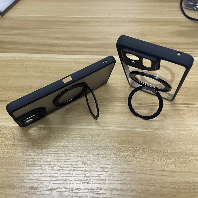 Magnetic Clear Back Shockproof Case with Ring Stand