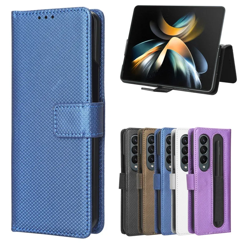 Leather Wallet Case with Pen and Card Slots