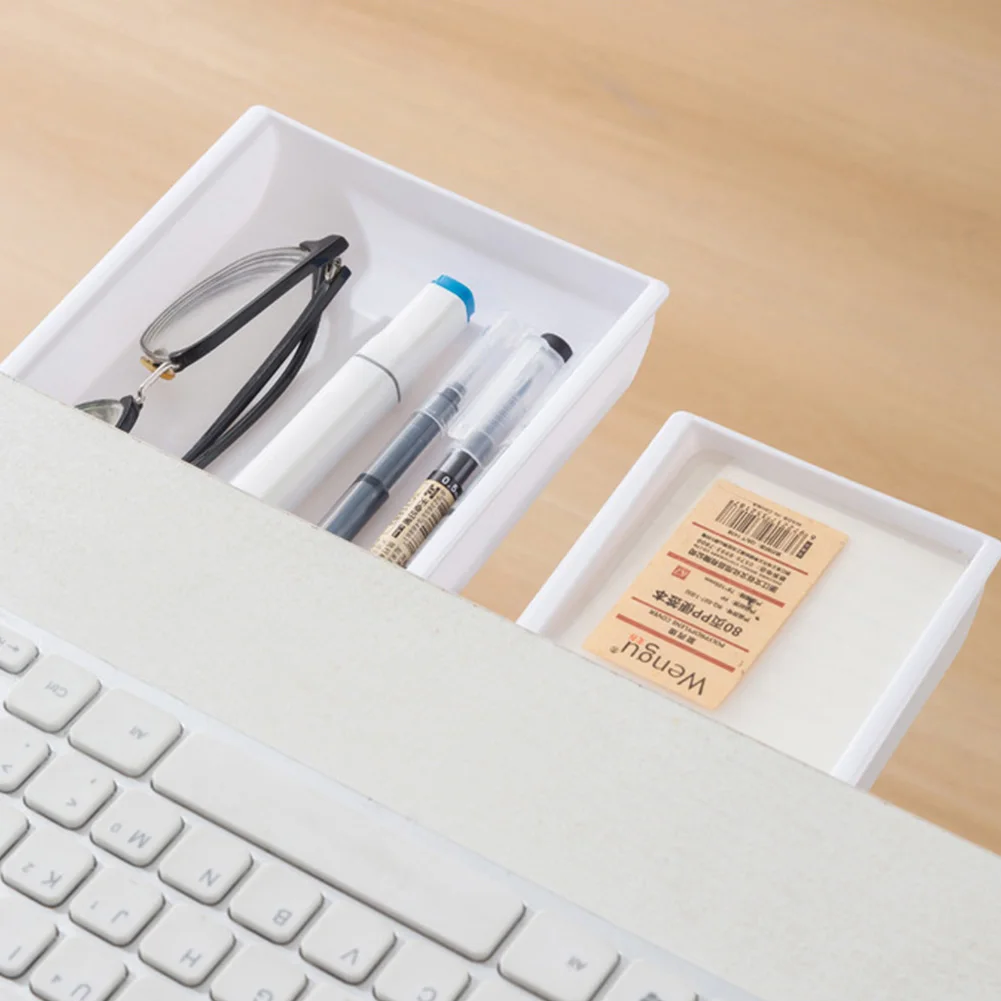 Description Picture 3 of item1Pc Storage Box Drawer Hidden Under Desk Drawer Storage Office Organizer Desk Self Adhesive Drawers PP Undertable Accessories