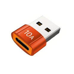 Compact USB to USB - C Charging Adapter - Easy Connect Accessory (Orange)