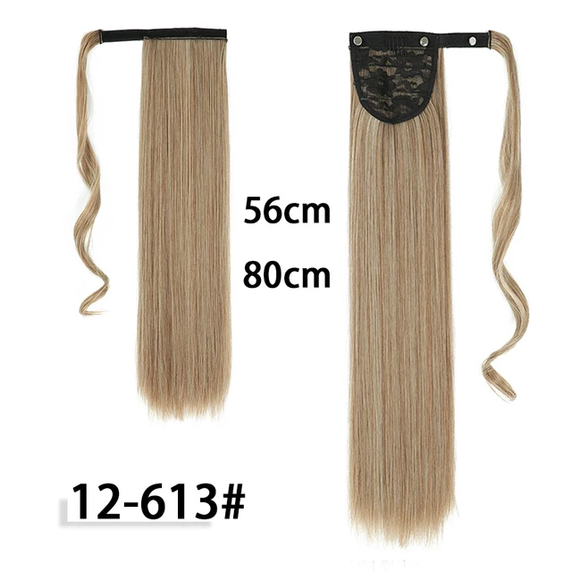 My-Diva Long Straight Heat Resistant Synthetic Ponytail Hair Extension Wrap Around  Fake Hair Clip In Brown Pony Tail M12-613